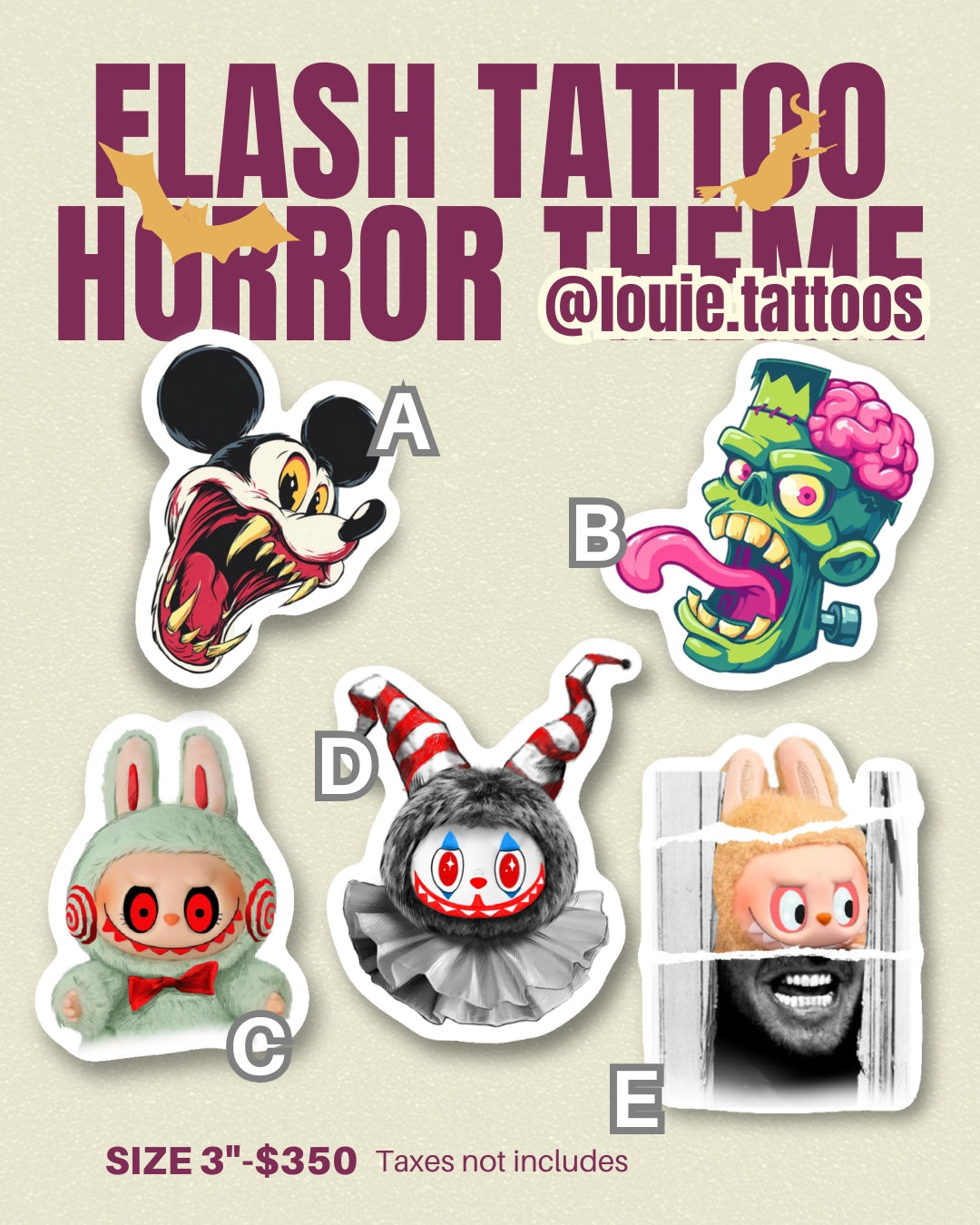 Horror Theme | Flash Tattoos Deposit – Book Flash Art with Louie. Tattoos