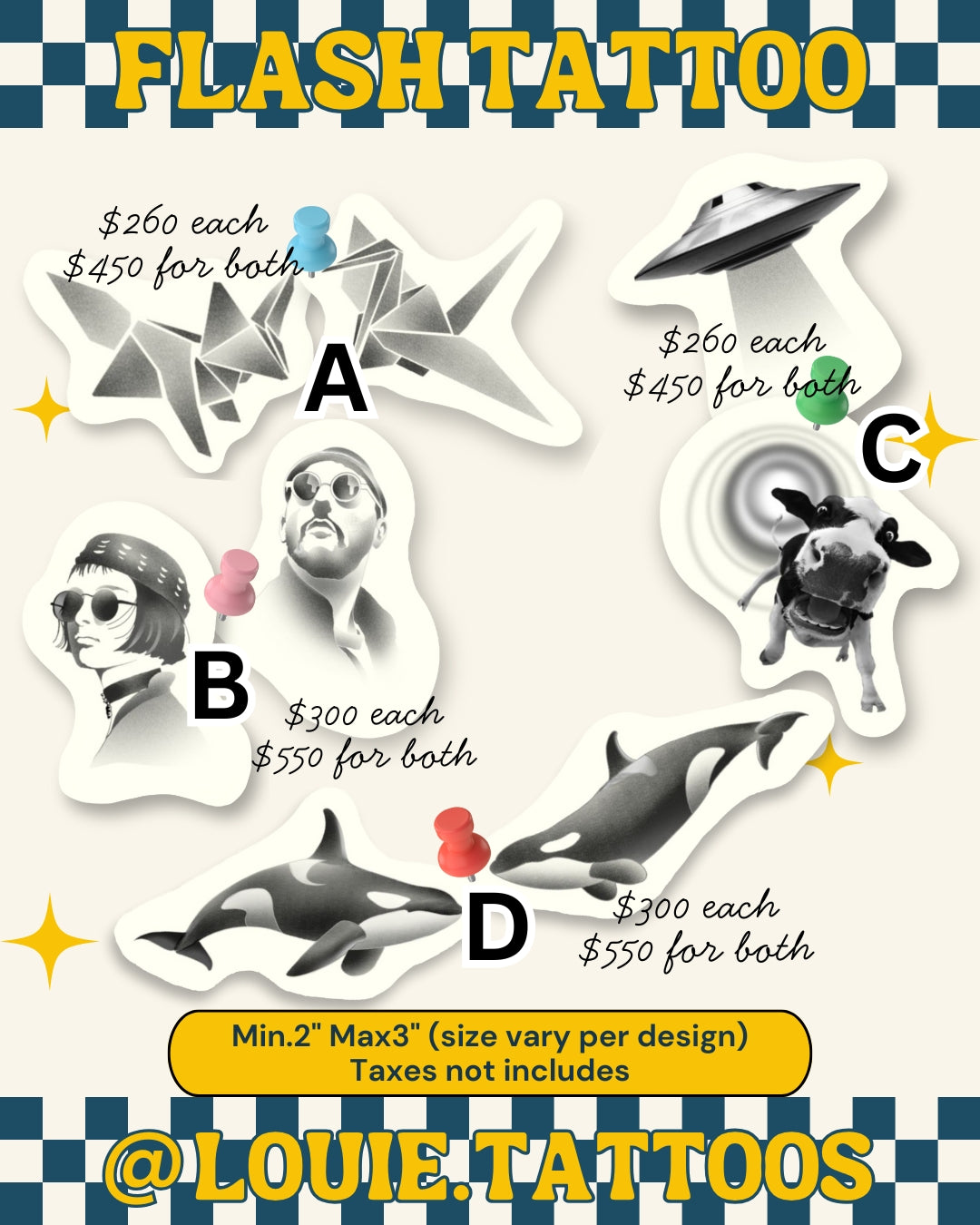 Realistic Flash Tattoos | Matching Tattoo Design | Design by Louie