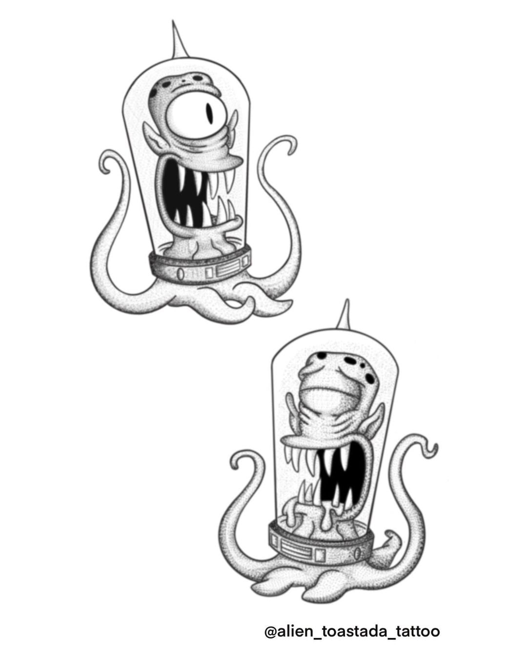 Kang & Kodos Aliens Cartoon Matching Tattoo Deposit - @alien_toastada_tattoo