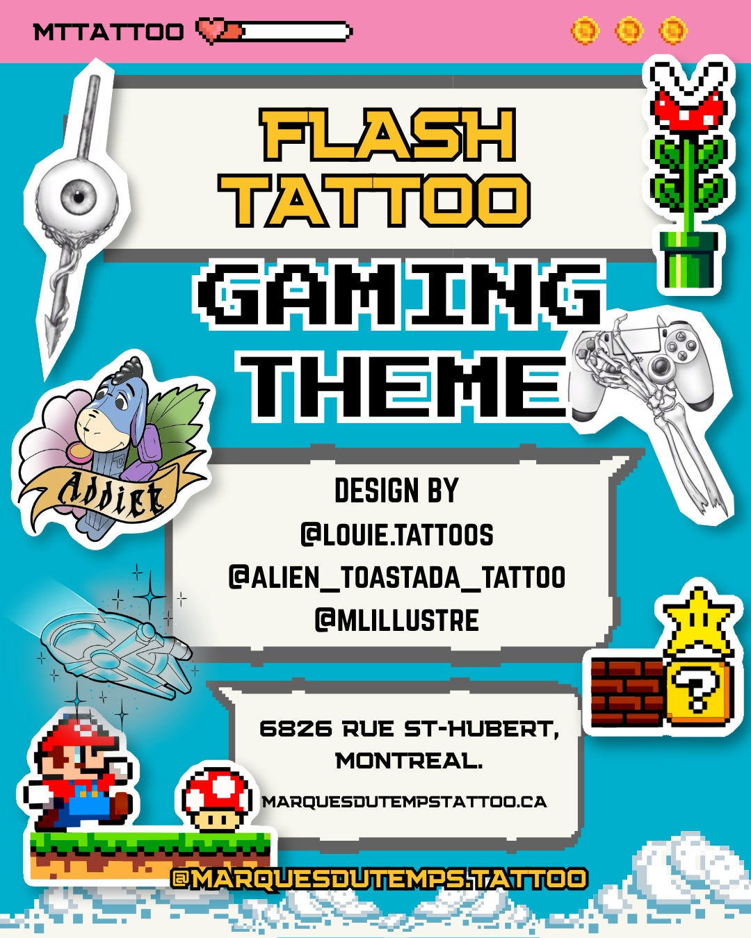 Gaming-Themed Design | Flash Tattoo Montreal | Walk-Ins & Appointments