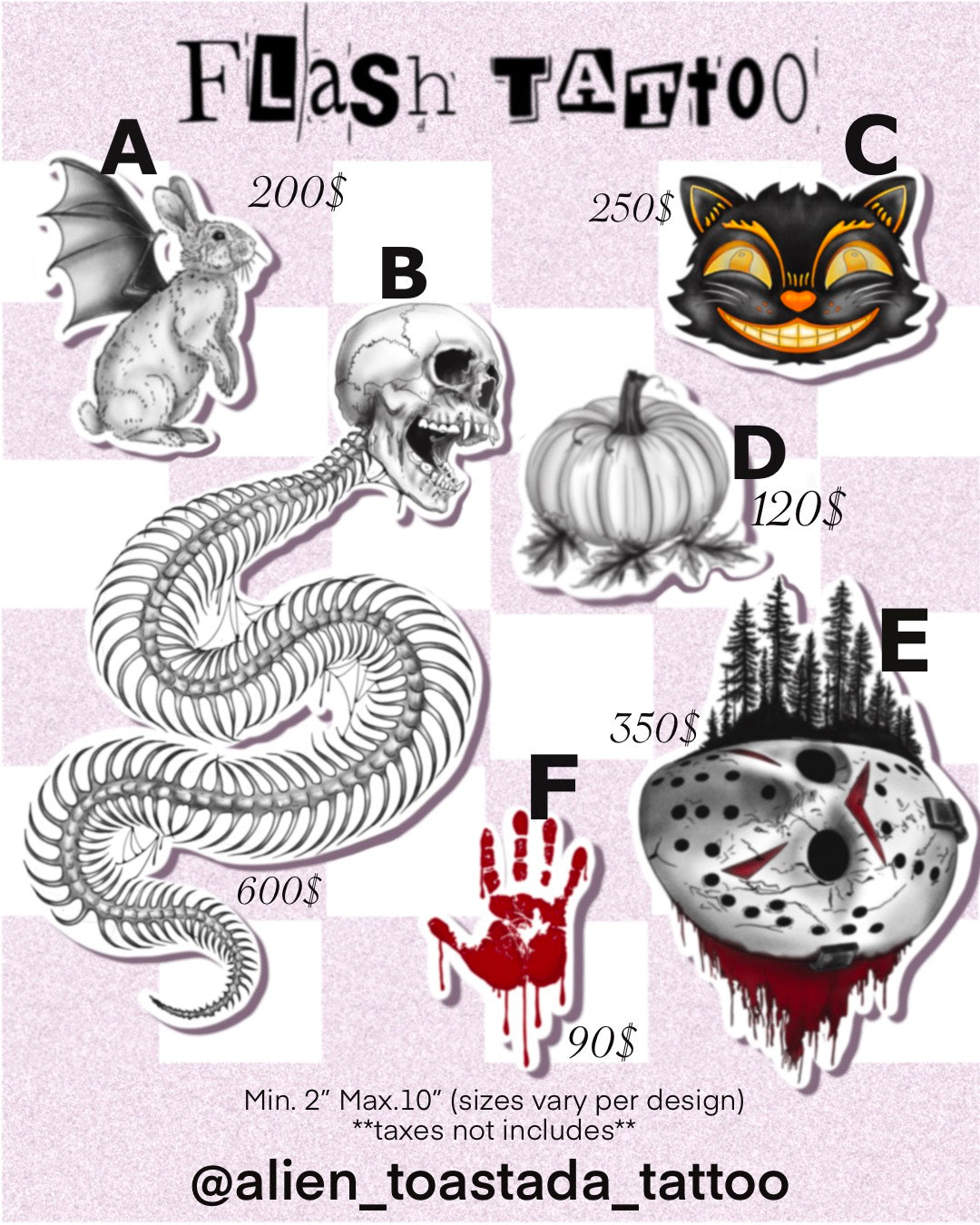 The Deposit for Horror Theme | Flash Tattoo  | Ready for Walk In & Appointment